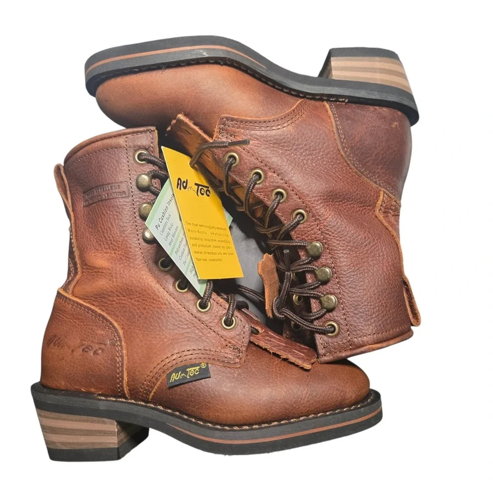 AdTec Children's Leather Packer Boot shoes Chestnut Brown 4173 Size 2